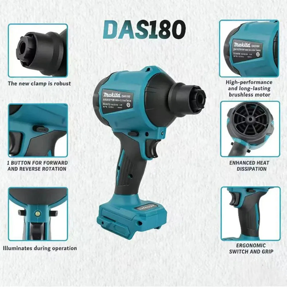 2026 New Makita DAS180 18V Cordless Air Duster, portable dust cleaner ideal for narrow gaps and dead corners cleaning