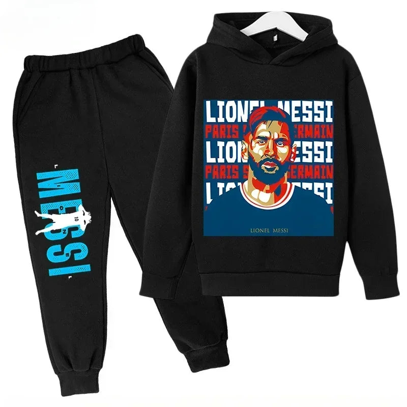 Spring Autumn Children's Set Sports Messi Print Hoodie Set Pants Suit 2pcs Set Boys Girls Kid Clothing Casual Fashion Tracksuit