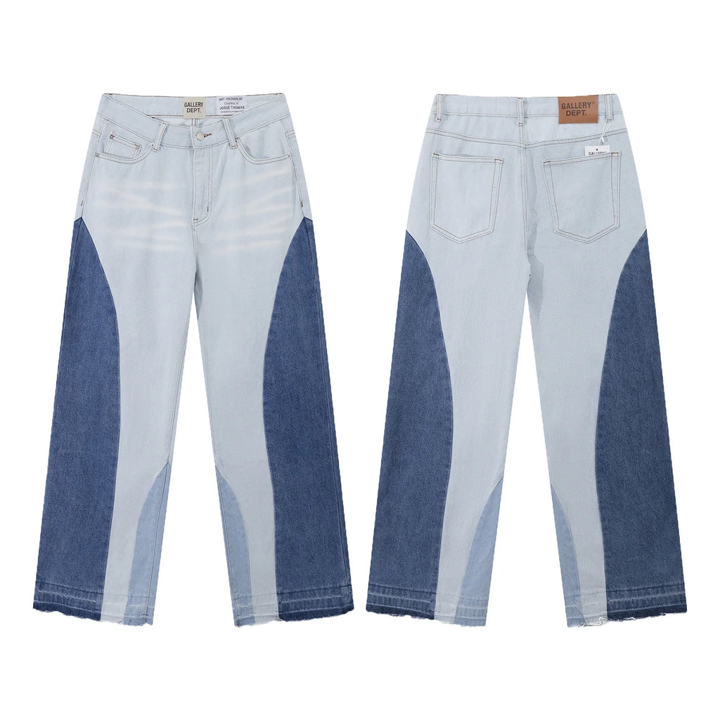 Denim Bell-bottoms Washed And Worn Patchwork Jeans