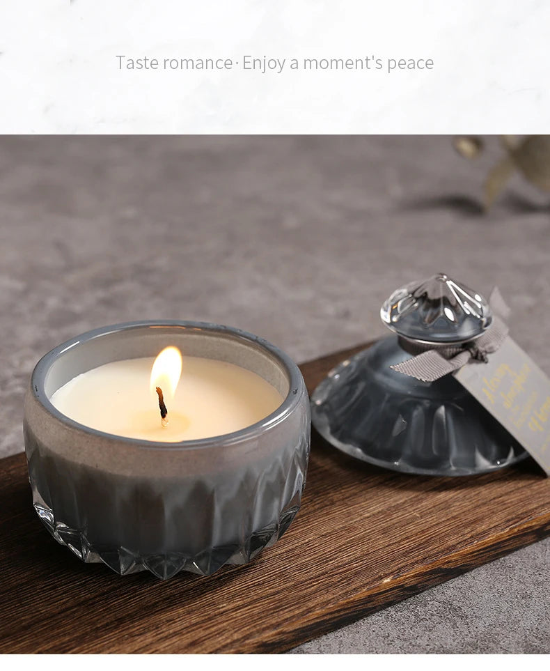 Ins Style Candy Glass Jar Scented Candle Essential Oils Soy Wax Candle Aromatherapy Home Decoration Birthday Xmas Gift