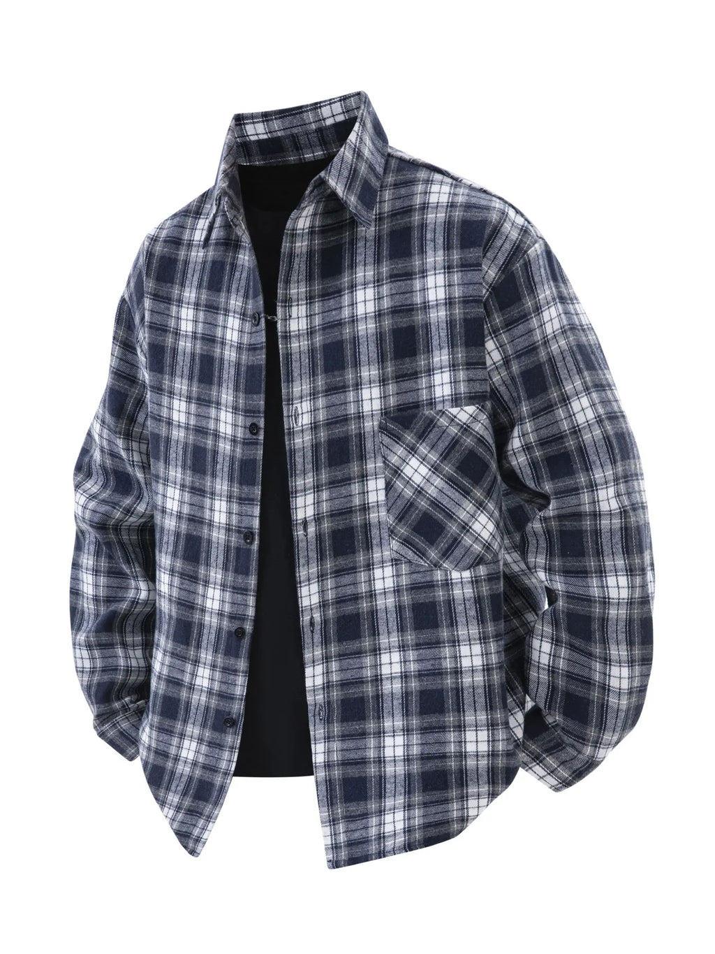 Spring and Autumn Men's Fashionable Plaid Shirt, Youth Outdoor Sports Casual Lapel Plaid Long-Sleeved Shirt That Can Be Worn Outside