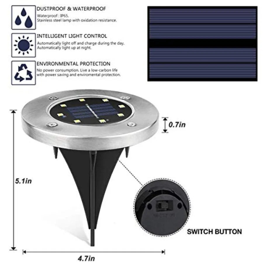 Solar Ground Lights, Waterproof Solar Garden Lights, Upgraded Outdoor Garden Waterproof Bright in-Ground Lighting, Landscape Li