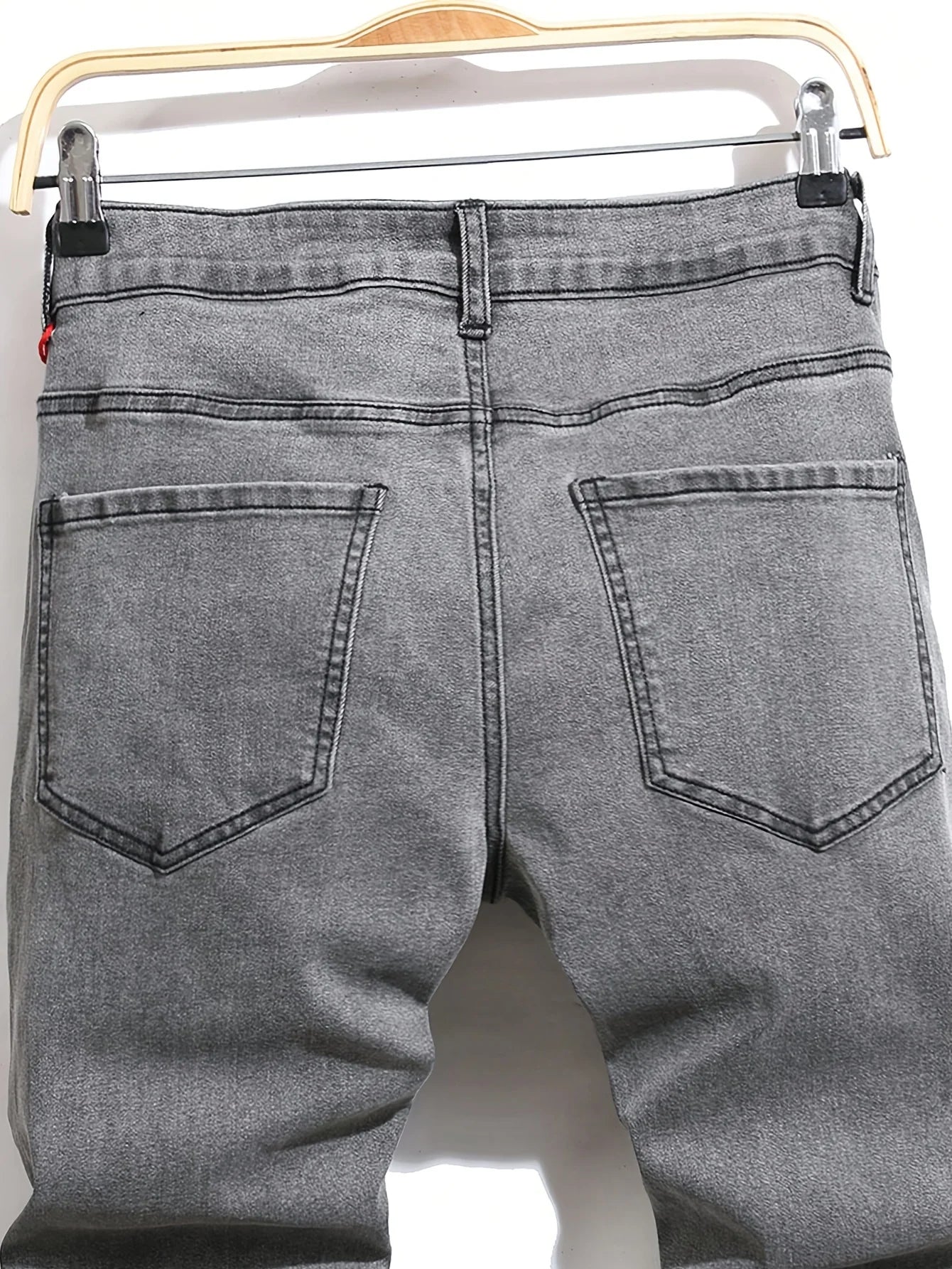 Men's Ripped Denim Jeans for Man High Stretch Skinny Biker Pants Casual Slim Fit Trousers with Patchwork Embroidery Streetwear