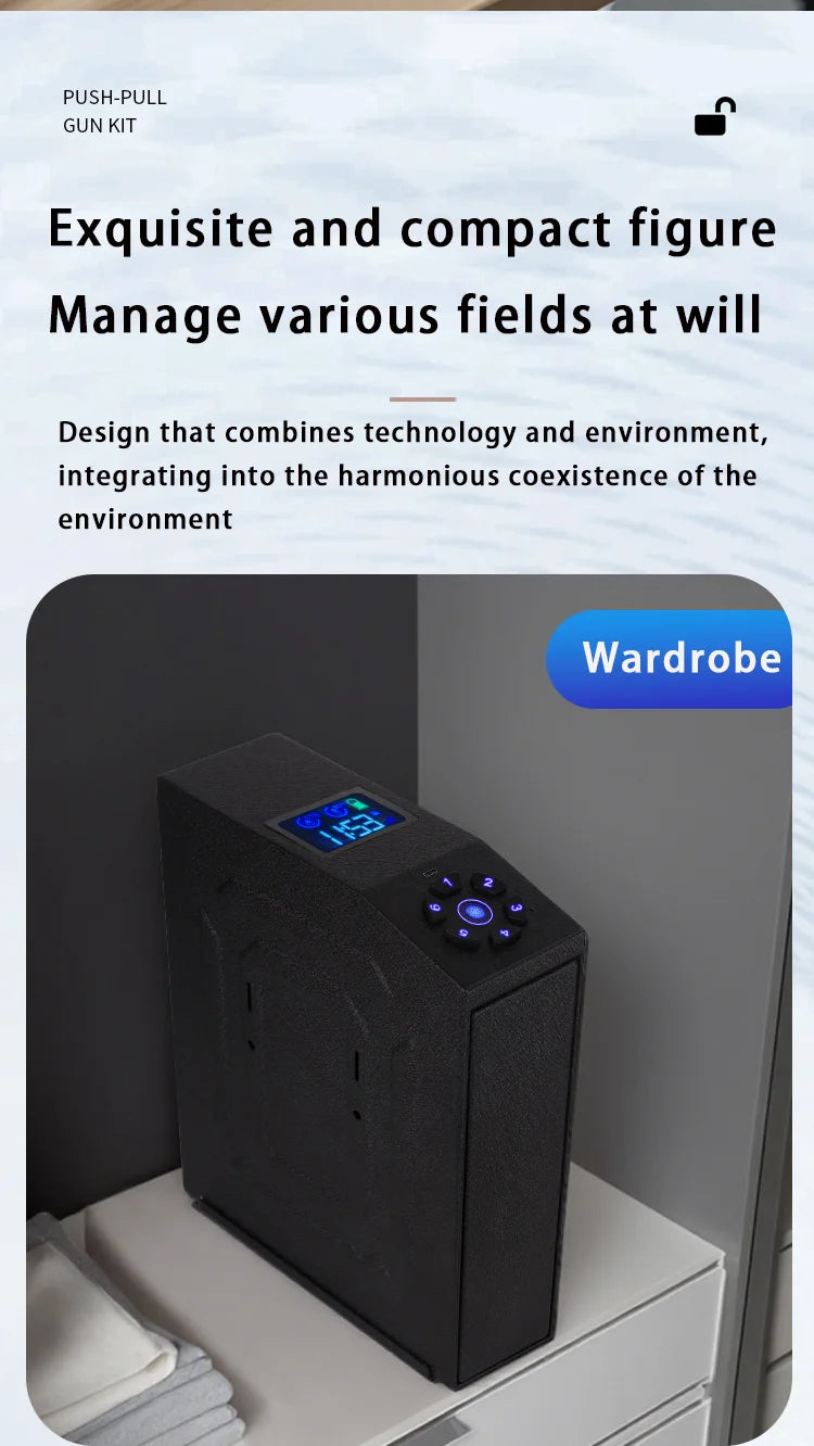 Tuya BLE Gun Safe Box Biometric Fingerprint Key Code 3-in-1 Wall Mounted Pistol Safes Box Anti theft Certified Handgun Safe