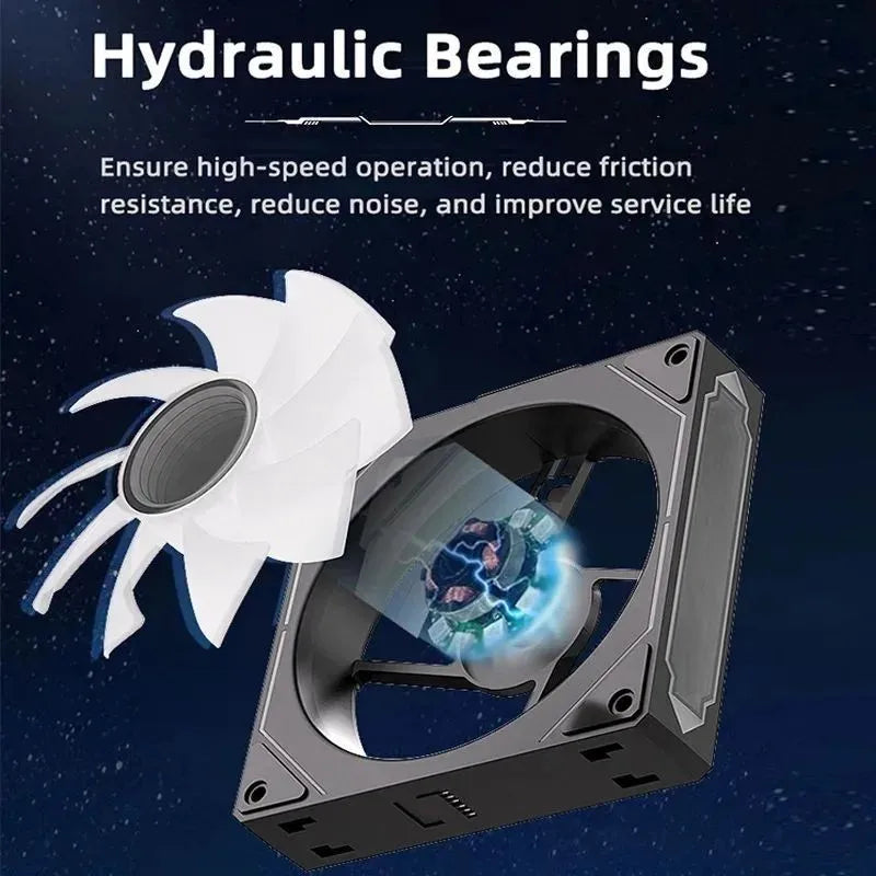 LDPCSJ DL-1 120mm Magic Cableless Daisy Chain PC Case Fan 4PIN PWM 800-2000RPM Hydro Dynamic Bearing Silent Cooling Fan 5V 3Pin Addressable ARGB Light Sync Radiator Fan for Gaming Desktop CPU Liquid Water Cooling Custom PC Mo
