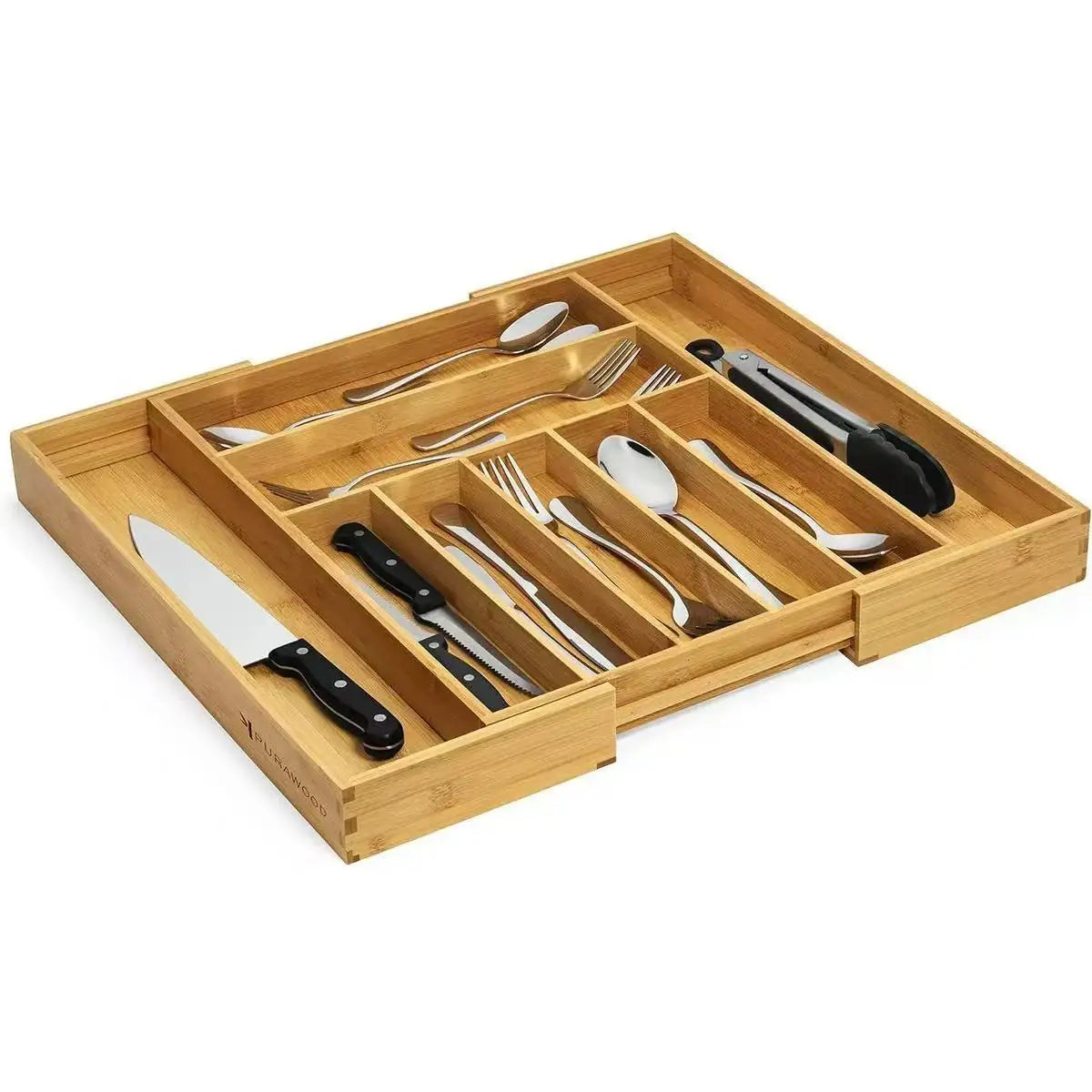 Adjustable Expandable Bamboo Drawer Organizer for Kitchen,Bedroom or Living Room-Ideal for Organizing Cutlery,Silverware& Knives