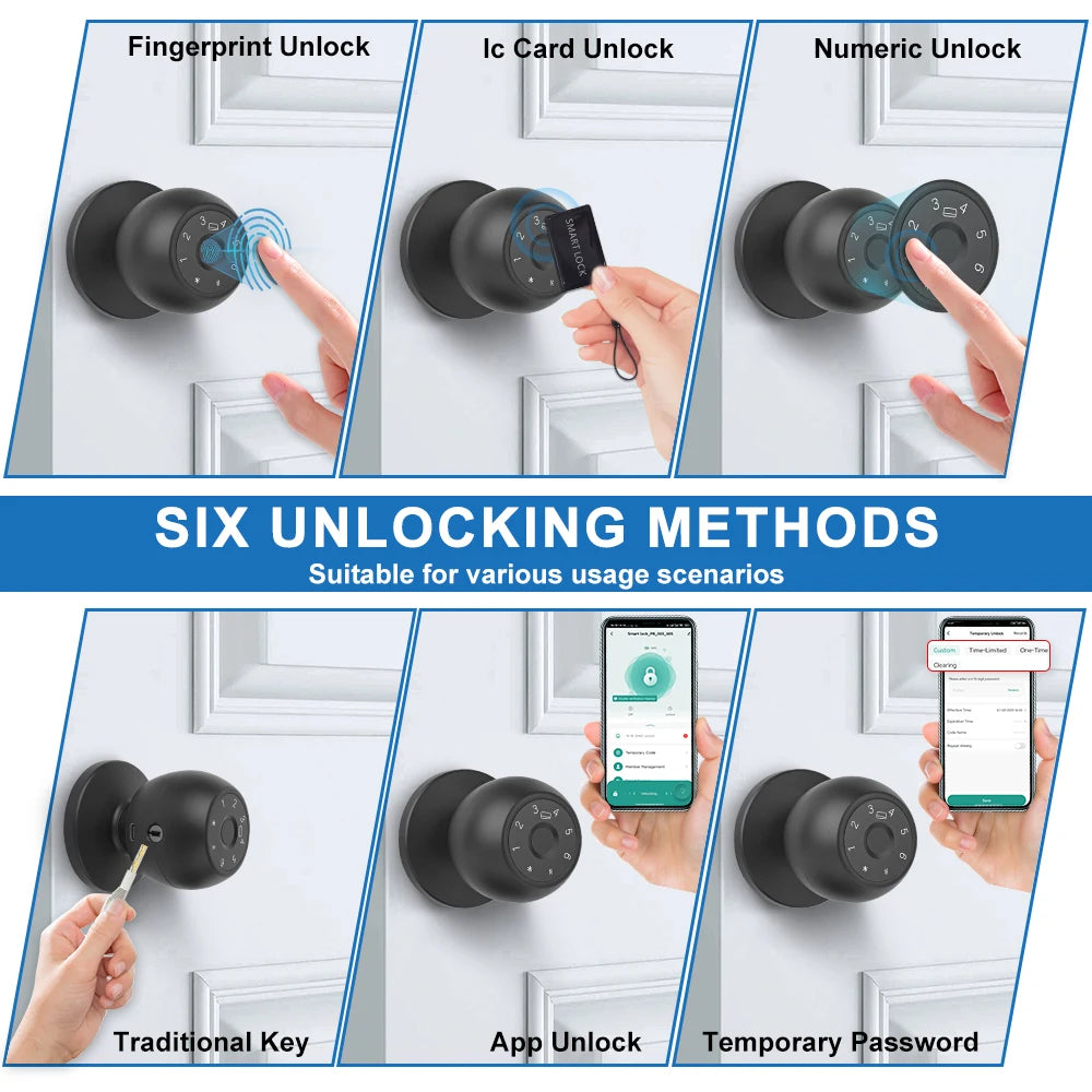 Door Lock Smart Tuya Smart Devices Bluetooth Biometric Fingerprint Door Handle Security Protection Smart Home System