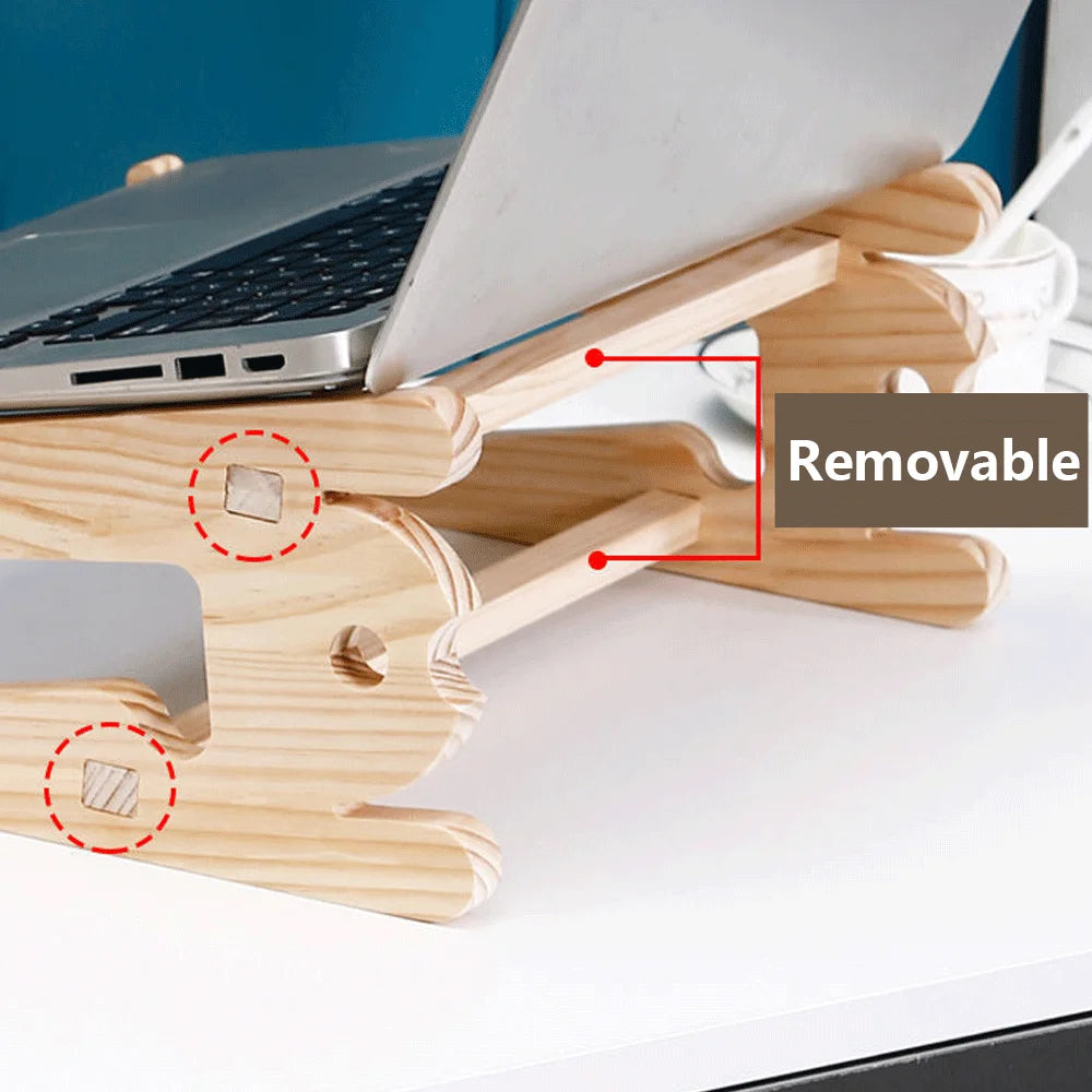 Solid Wood Laptop Stand Removable Vertical Bracket Cooling Base Cooling Heat Dissipation Laptop Holder Support Base PC LapTop