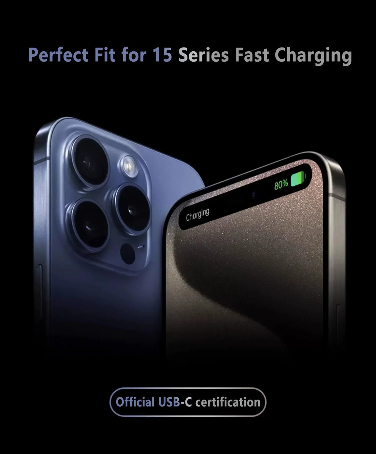 Original USB-C Fast Charger Cable For iPhone 15 Pro Max 15 Pro 15 Puls PD 60W USB-C Weaving Charging Data Line Accessories