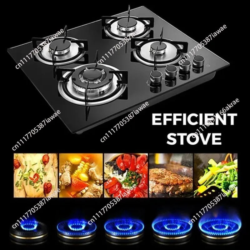 Multi-head furnace 4 glass four-head embedded gas stove Multi-head furnace Liquefied coal Natural gas Fire gas