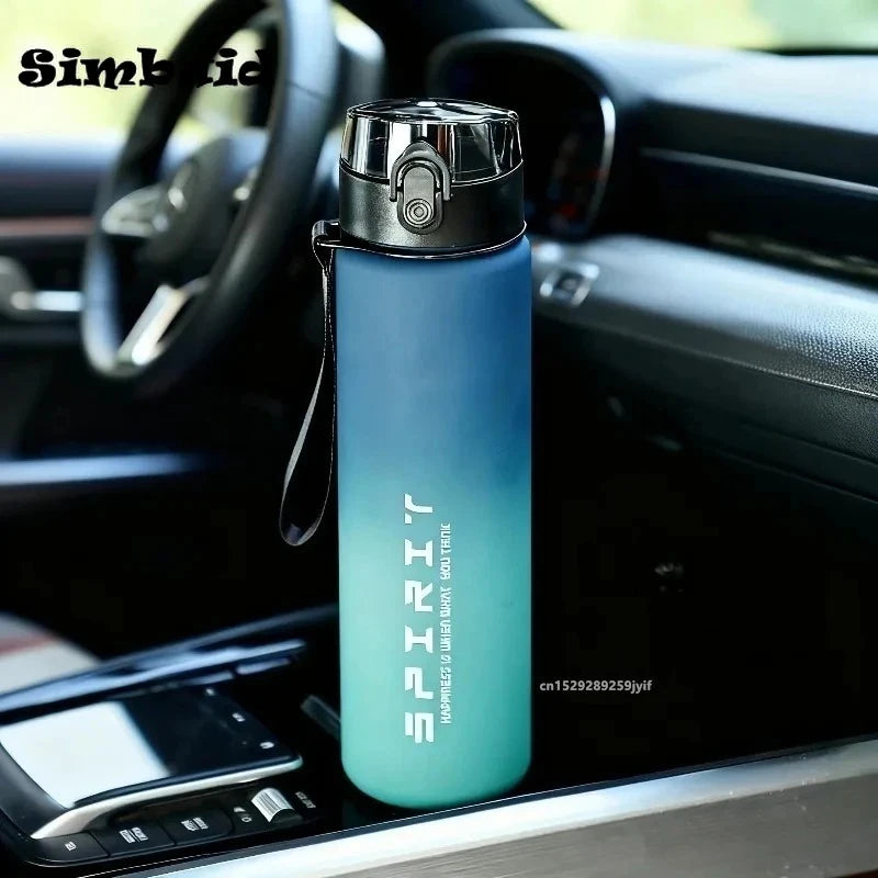 1pc Large Capacity Leakproof Sports Water Bottle with Time Marker for Gym Hiking Outdoor Portable Water Flask