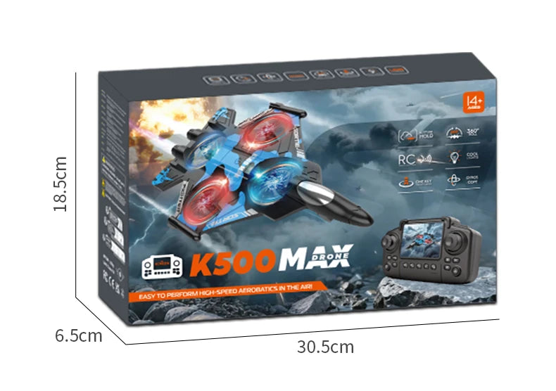 K500MAX Drone Fighter Jet 4k HD Professional Drone Camera WIFI Fpv Aircraft Quadcopte Aerial Photography Drone Birthday Toys