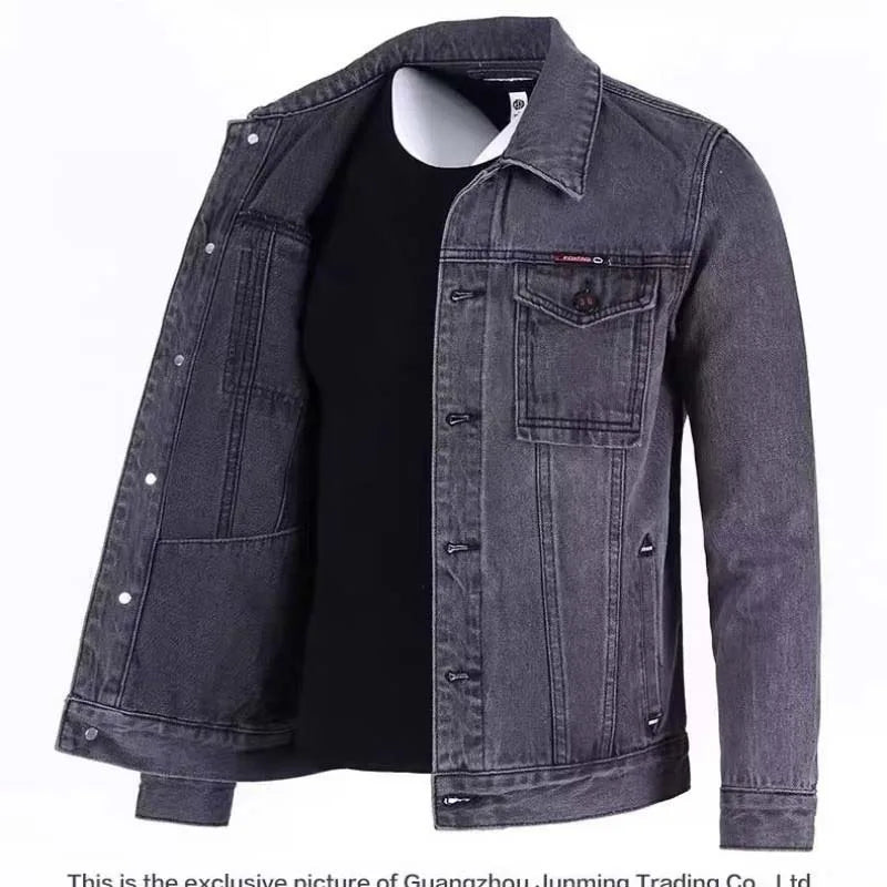 UNITIM Spring American Heavy Denim Men Workwear Coat Male Retro Streetwear Jeans Jackets Outdoor Classic Men Button Cow Boy Coat
