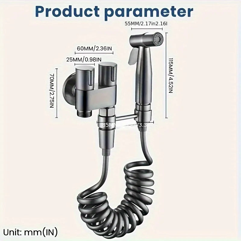 Stainless Steel Nozzle Bidet Handheld Toilet Companion Set Wall Mounted One in Two Out Angle Valve Kit Bathroom Accessories