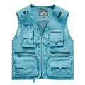 Mesh Men's Fishing Vest Multi Zip Pocket Hiking Waistcoat Male Light Thin Outdoor Sleeveless Jacket Work Summer Travel Plus Size