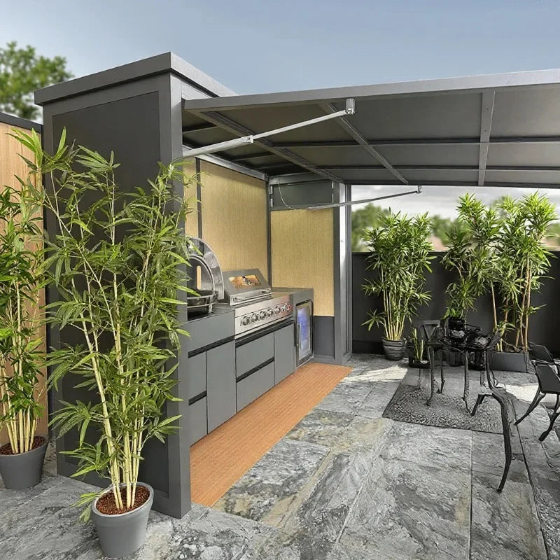 Modular Outdoor Kitchen Pod with SUS 304 Cabinets, Pre-assembled All-in-one BBQ Station for Luxury Villa Garden Customized