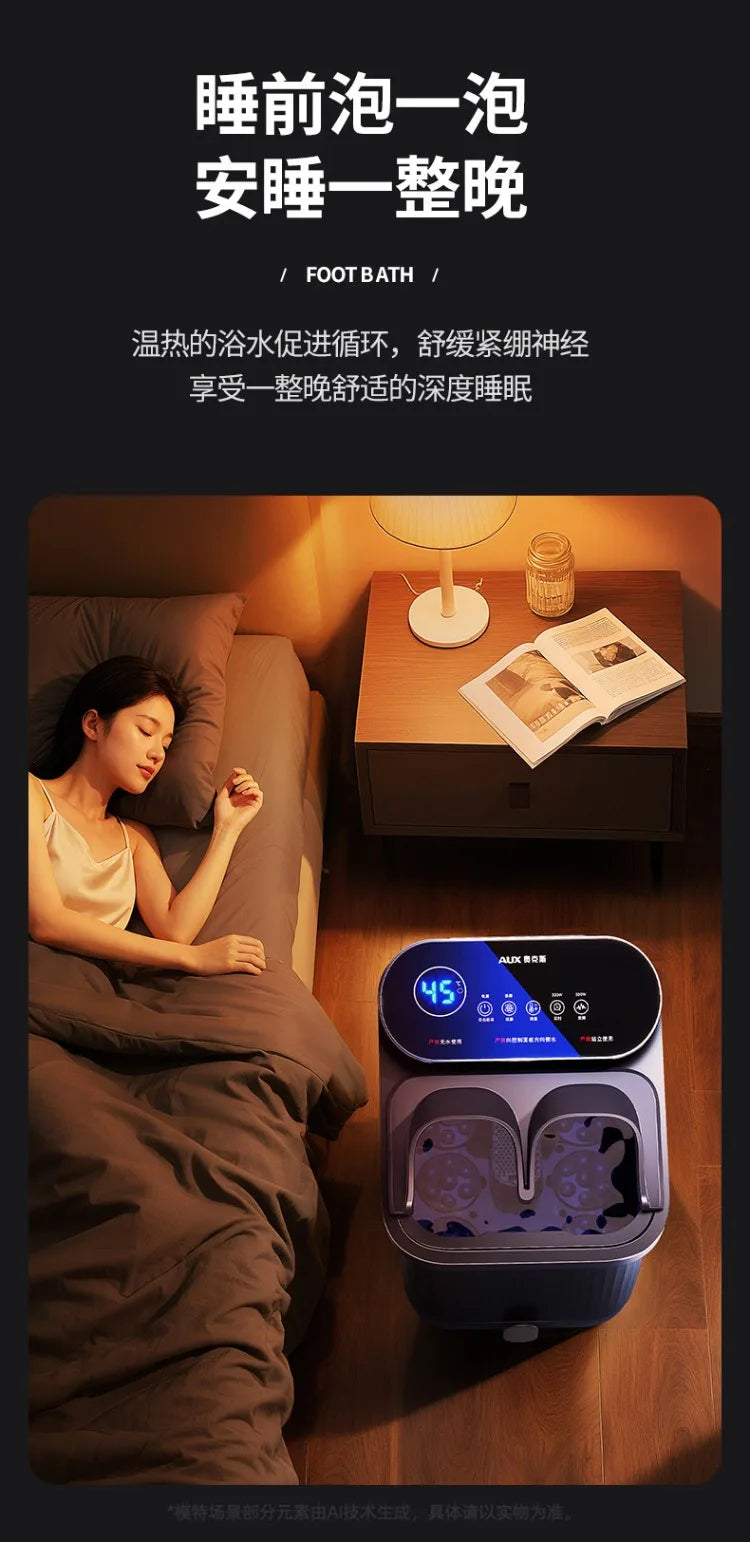 220V AUX Electric Foot Spa Bath Massager with Heating and Constant Temperature Automatic Home Use Deep Bucket WDC