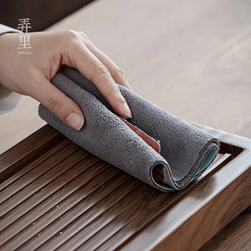 Deerskin Velvet Ancient Painting Tea Towel Strong Absorbent Retro Style Double-Sided Towel Chinese Tea Ceremony Tea Napkin