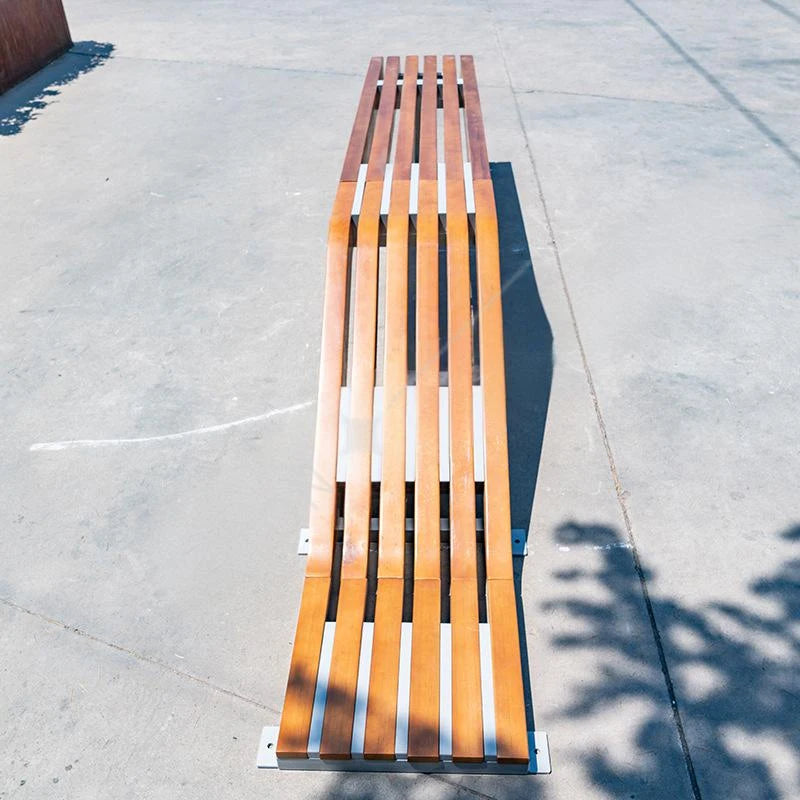 Designer Outdoor Bench with Galvanized Steel Frame Park Garden Public Seating  Landscape Projects Bench Park Street Furniture