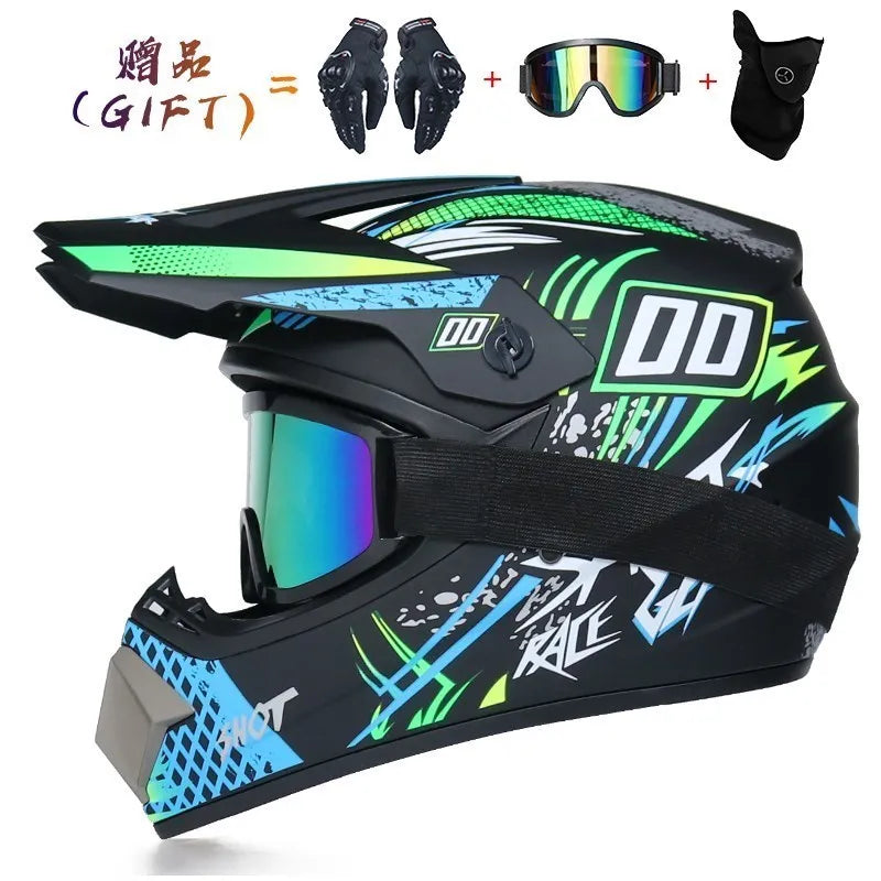 Off-road Motorcycle Helmet, Adult Motocross ATV Downhill MTB DH Helmet with Visor, DOT Approved Capacetes for Riding