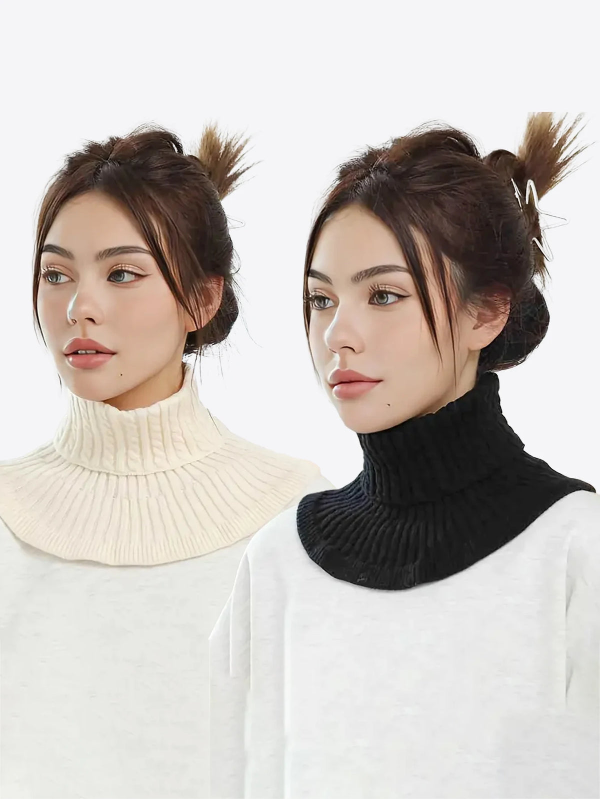 Winter Detachable Cotton Knitted Turtleneck Collar For Women False Collar Fashion Warm Cover Head Neck Guard Collar Unisex