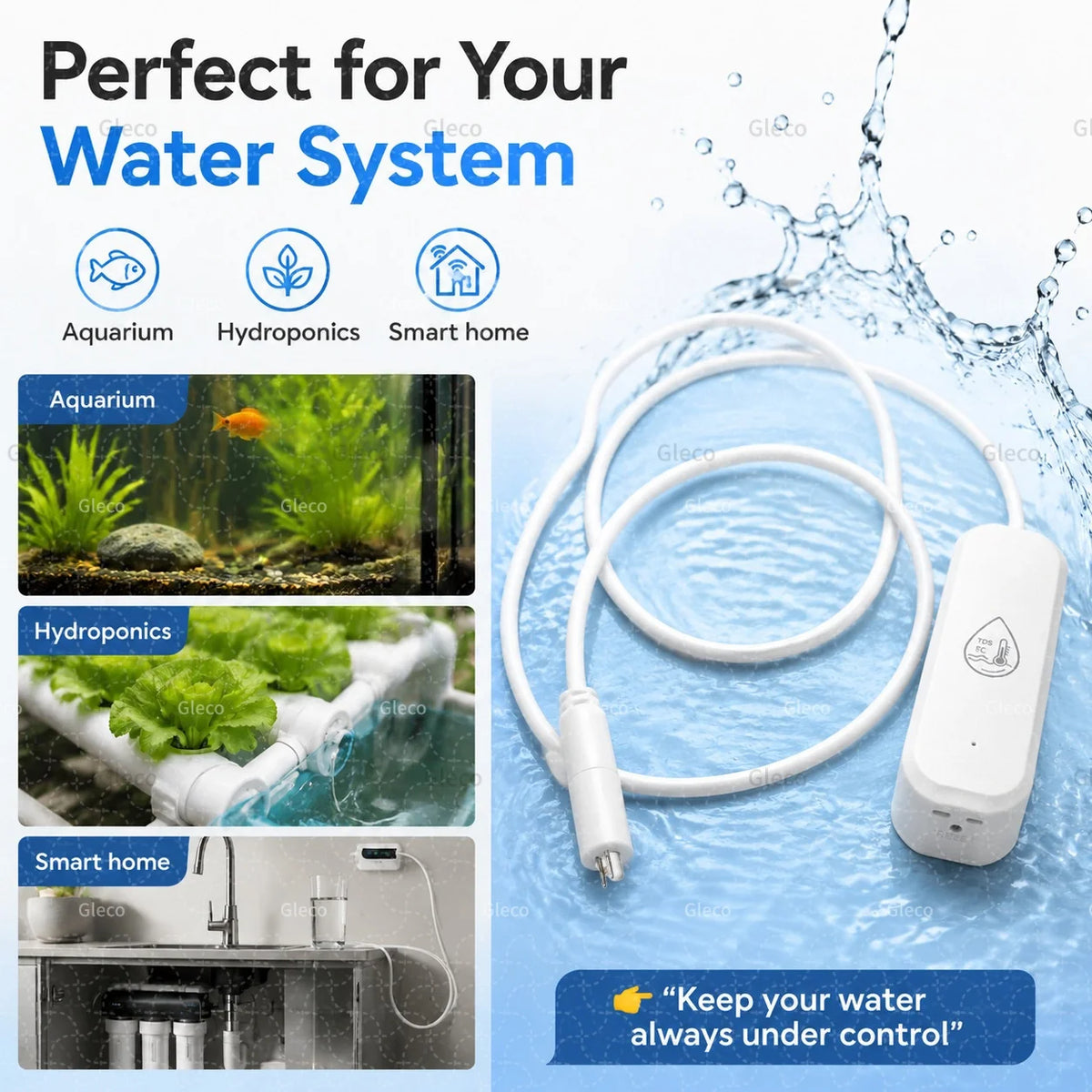 7in1 Zigbee Water Quality Monitor Smart Home Probe Temperature Humidity Sensor TDS SG Meter EC Salnity Tester For Zigbee2mqtt