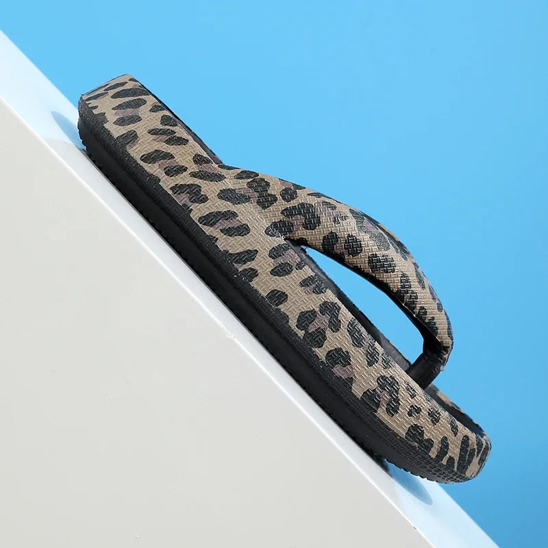 Summer New Women Sandals Comfort Flip-Flop Leopard Soft Thick-Soled Cloud Slippers Travel Vacation Beach Shoes