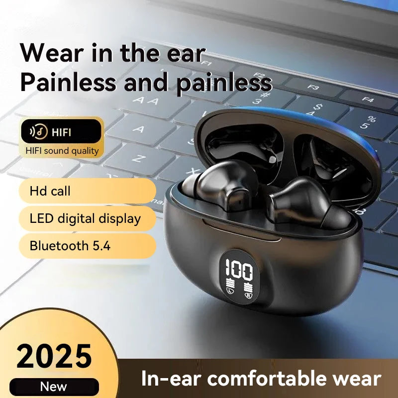 LED Digital Display Bluetooth Earphone Wireless Headset In-ear Mega Bass 9D Surround Sound Game Low-delay HD Call For iPhone