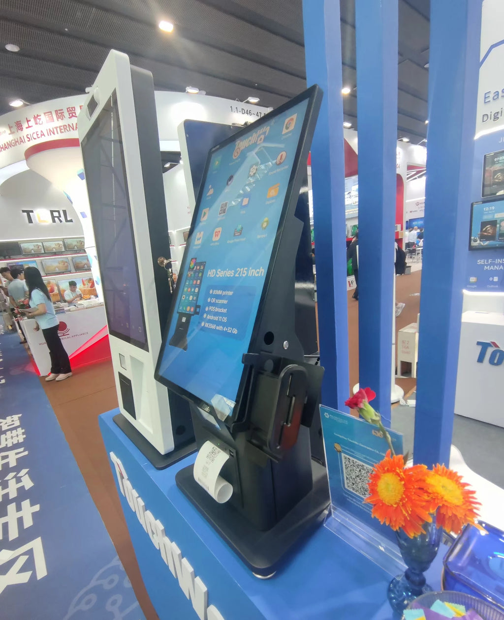Function Self Service Ordering Totem Machine Wall With Barcode Scanner and Printer Desktop Payment Kiosk 21.5" 23.8" Multi