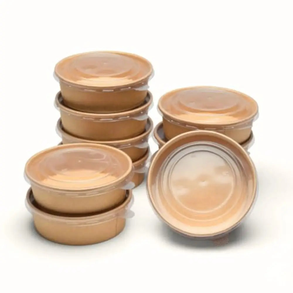 10pcs/set Disposable Lunch Box Kraft Paper Square Lunch Box Fast Food Packing Boxes Paper Bowls With Lid Household Bento Boxes