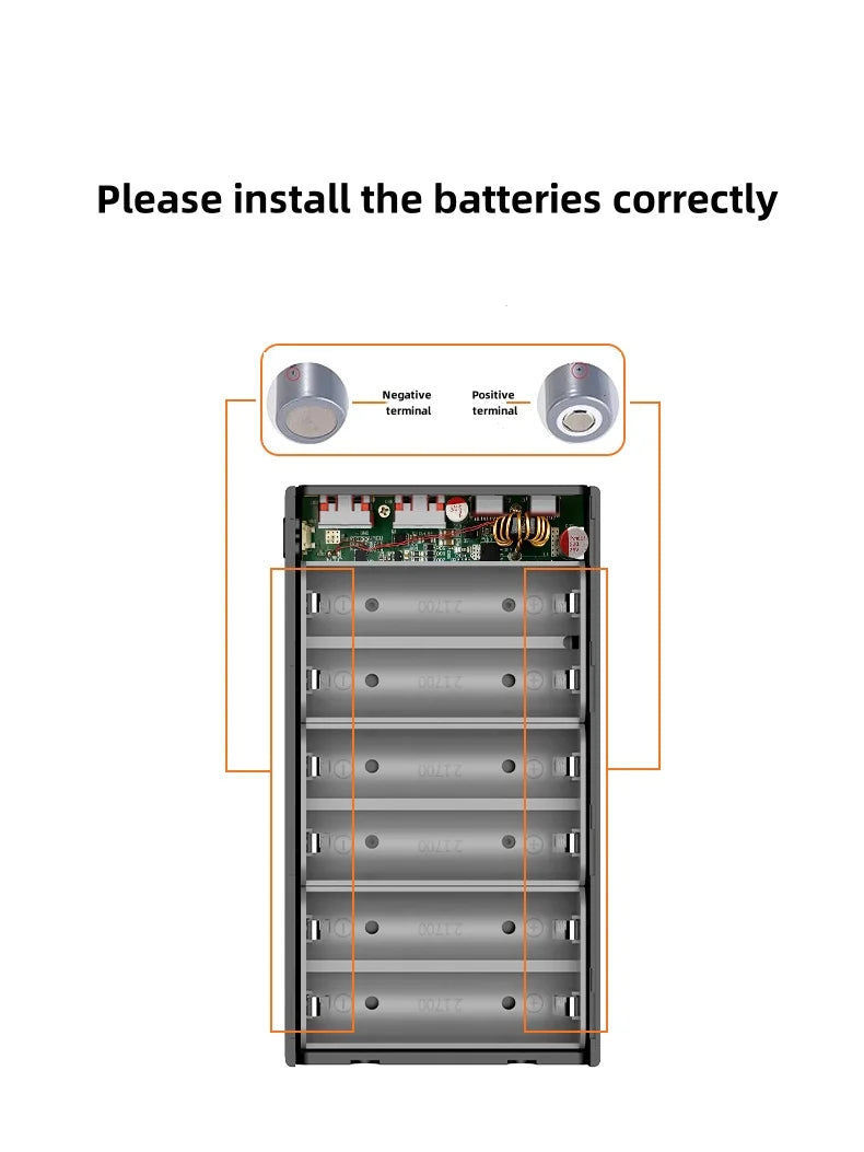 Best PD100W Fast Charging Power Bank DIY Kit 20V 5A 6x 21700 Battery Pack Portable Customizable No Soldering Easy to Assemble