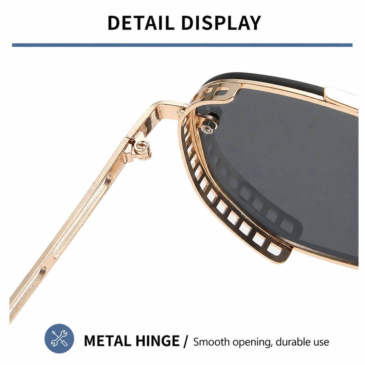 KLASSNUM Metal Frame Sunglasses Korean Oversized Sun Glasses Full Rim Eyeglasses Retro For Outdoor Driving Adult Women Goggle