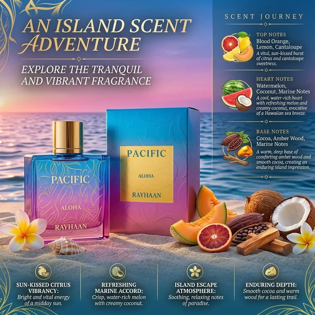 Jungle Vibe Tropical Vibe Pacific Aura Aloha Fresh Wave Men Eau de Parfum Long Lasting Spray Fragrance For Him Scent