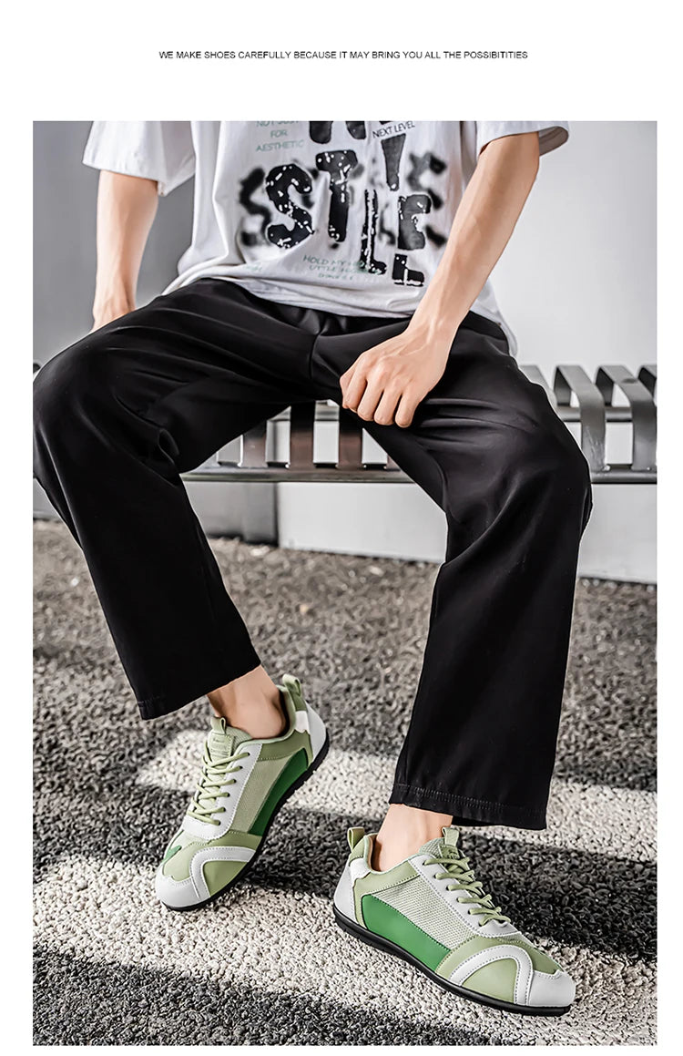 Men's Trendy Black and Gray Color-Blocked Mesh Breathable Casual Sports Shoes, Summer Thin Retro Forrest Gump Shoes, Lightweight Soft-Soled Shock-Absorbing Non-Slip Versatile Wear-Resistant Men's Shoes