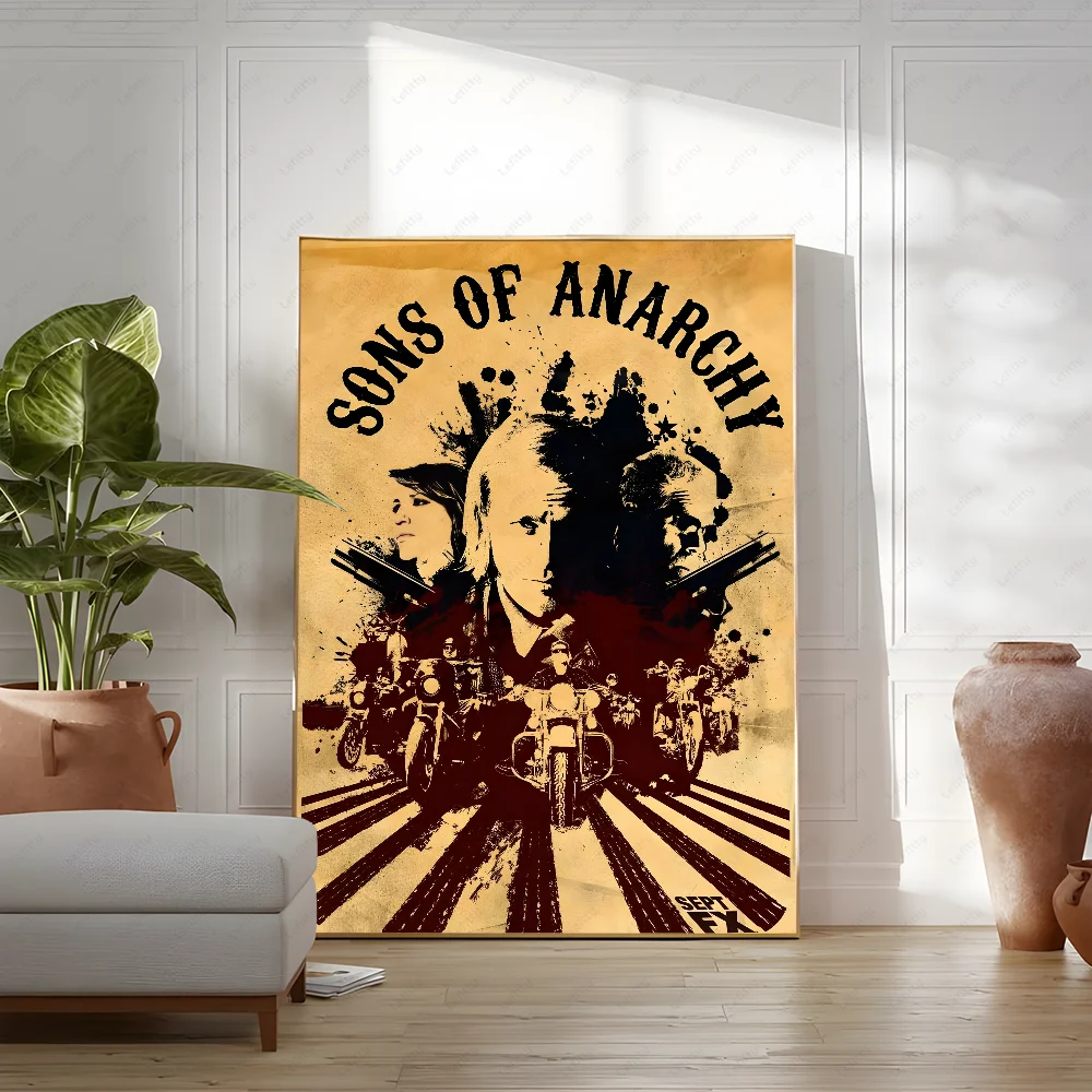 S-Sons Of A-Anarchy Crime Movie Poster Sticky Wall Art Printing Waterproof Home Living Bed Room Bar Hallway Aesthetic Decor