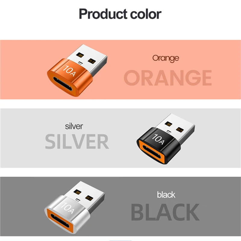 6pcs 10A OTG USB 3.0 To Type C Adapter USB Female To Type c Male Fast Charging Converter USB to Type C OTG For Xiaomi Laptop PC