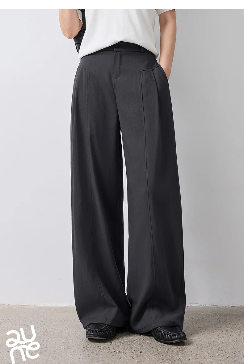 TOYOUTH Women Wide Leg Pants Summer 2026 Textured 3D Pleated Design Hip Covering Loose Breathable Comfortable Casual Daily Style