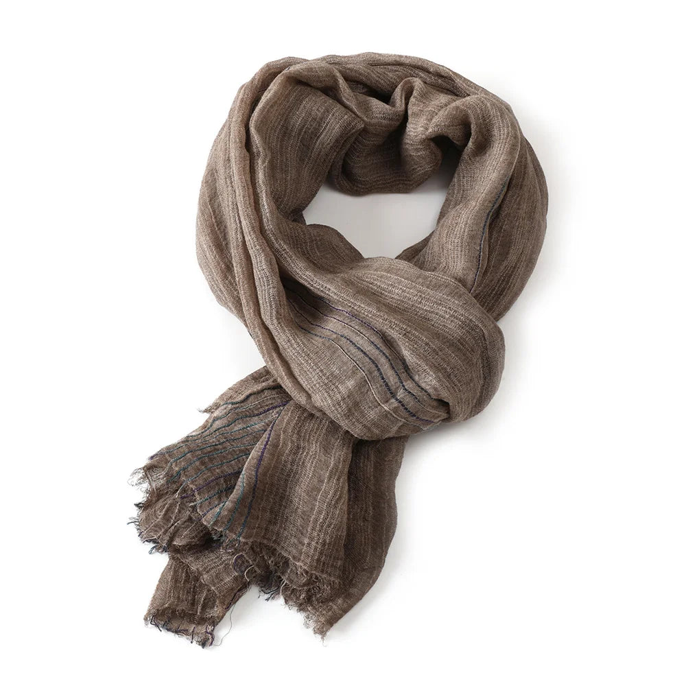 Cotton Linen Striped Men Scarves Autumn Winter Warm Neckerchief Pashmina Male Accessories Short Tassel Bufanda Shawl