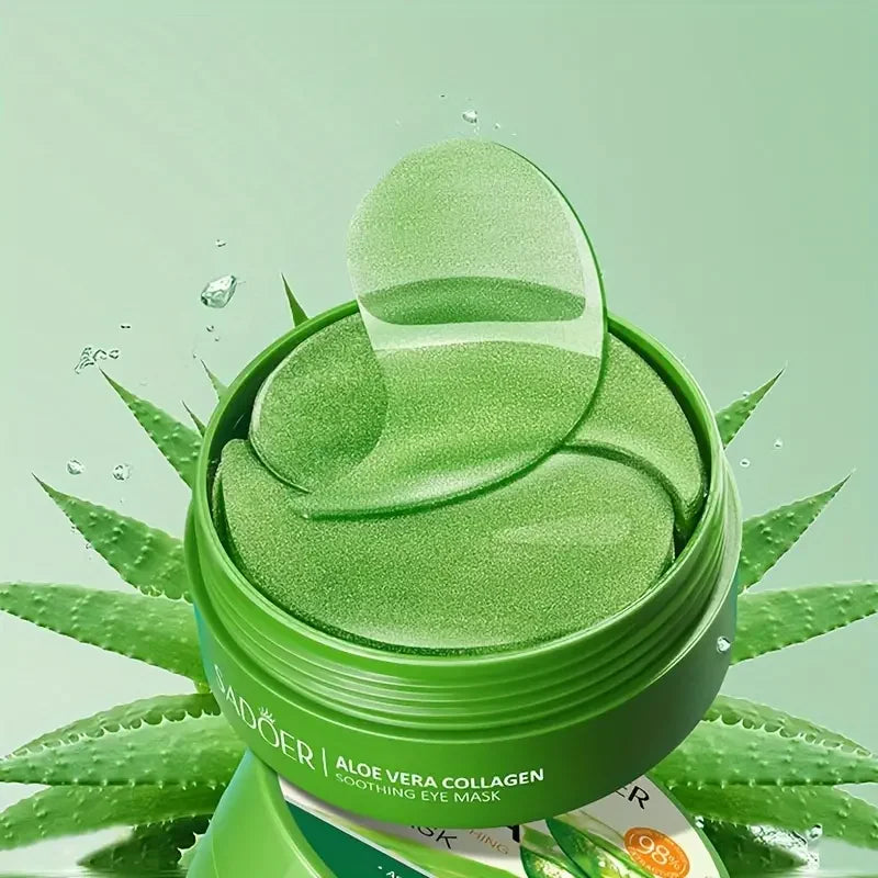 SADOER Aloe Vera Collagen Soothing Eye Mask 60pcs Moisturizing Firming Eye Patches for Puffiness Dark Circles