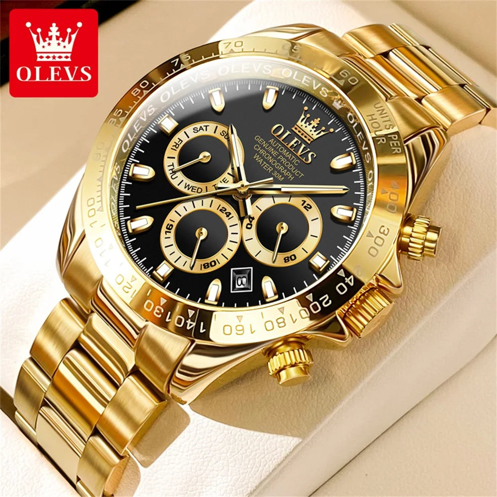 OLEVS 6638 Men Watch Classic Multifunctional Dial Waterproof Luminous Watches Fully Automatic Mechanical Male Wristwatch