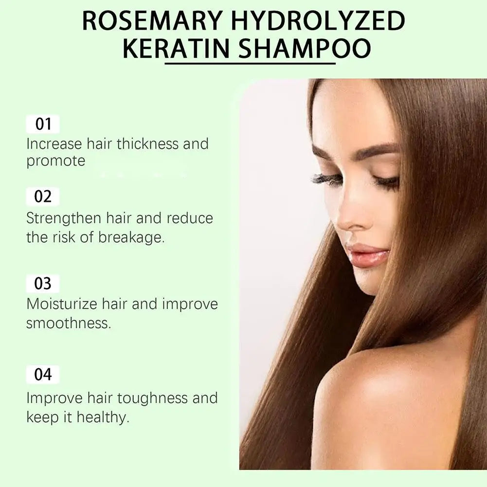 Hoegoa Rosemary Hydrolyzed Keratin Thickening Shampoo 100ml,Nourishing Volumizing Hair Regrowth Treatment for Thinning Hair