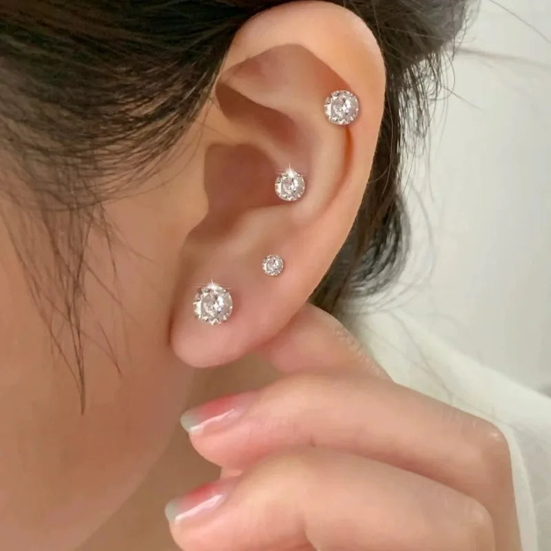 5/1pcs Magnetic No Piercing Required Earrings Adjustable Size Clip on Earrings 6-Prong Royal Crystal Design Perfect for Ear Bone