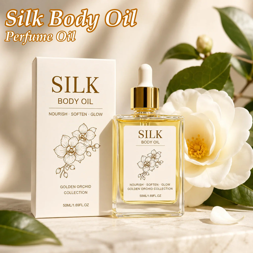 Silk Body Oil Pheromone Fragrance Body Oil Visibly Firming Deep Moisturizing Anti Aging Improve Skin Elasticity Perfume Oil 50ml