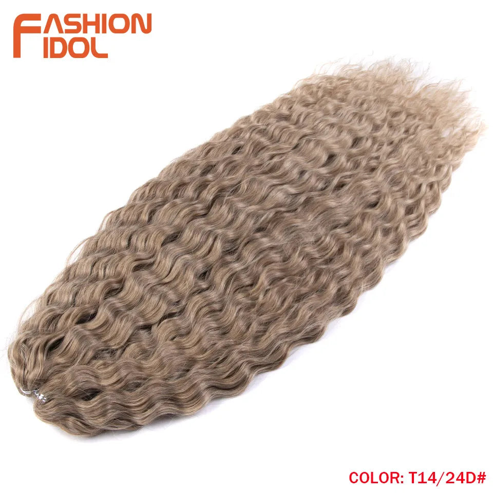FASHION IDOL 24 Inch 300g Ariel Hair Synthetic Crochet Curly Hair Water Wave Braid Hair Ombre Blonde Braiding Hair Extensions