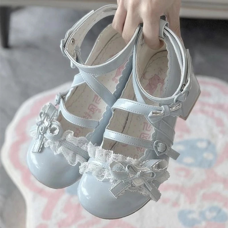 Fashion Princess Style Woman Shoe Spring New Round Toe Heel Simple Versatile Mary Jane Shoes Comfort Non Slip Womens Casual Shoe