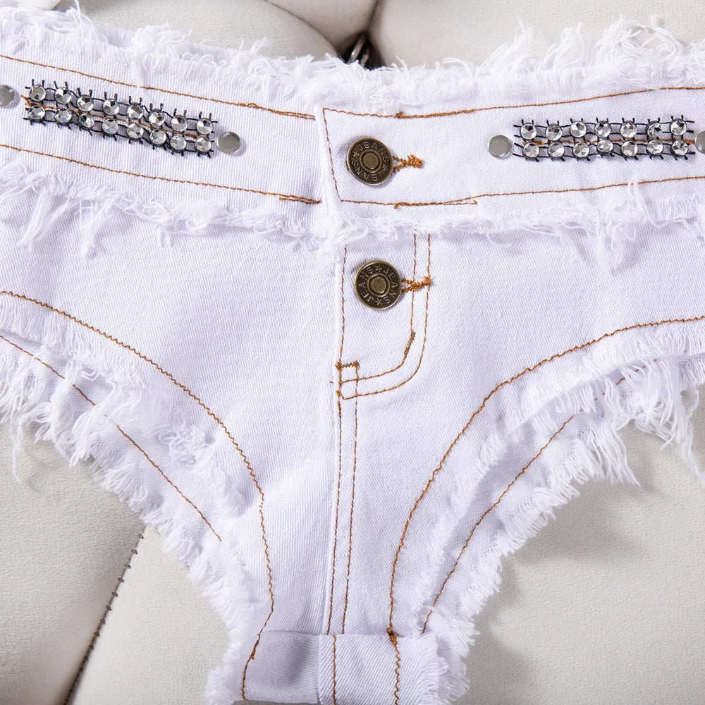 Womens Low Waist Denim Jeans Shorts Hottie Sexy Nightclub Mini Shorts Pants Jeans Slim Young Ladies White Pole Dance Hotpants