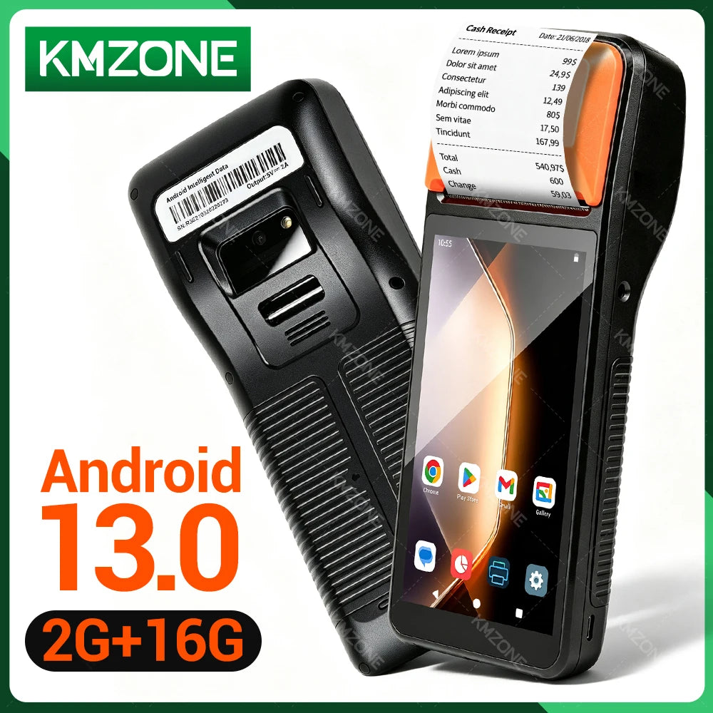 Android 13 Pos Terminal with Thermal Bluetooth Receipt Printer 5 Inch 4G Wifi with Camera POS PDA for Loyverse POS Retail Store