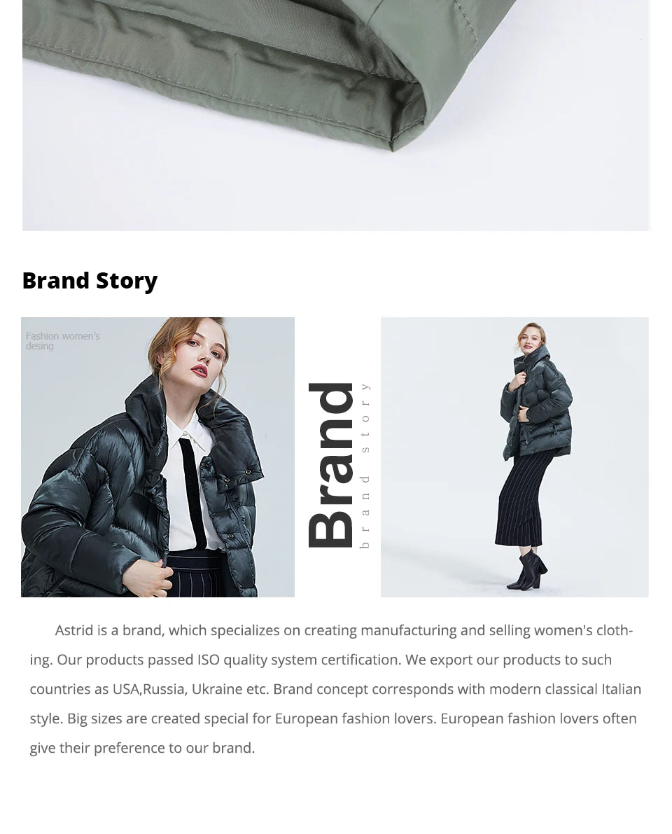 Astrid 2022 New winter jacket Mid-length Hooded Design Oversize Fashion Women's down jacket warm Parka Women Coat  AM-9726