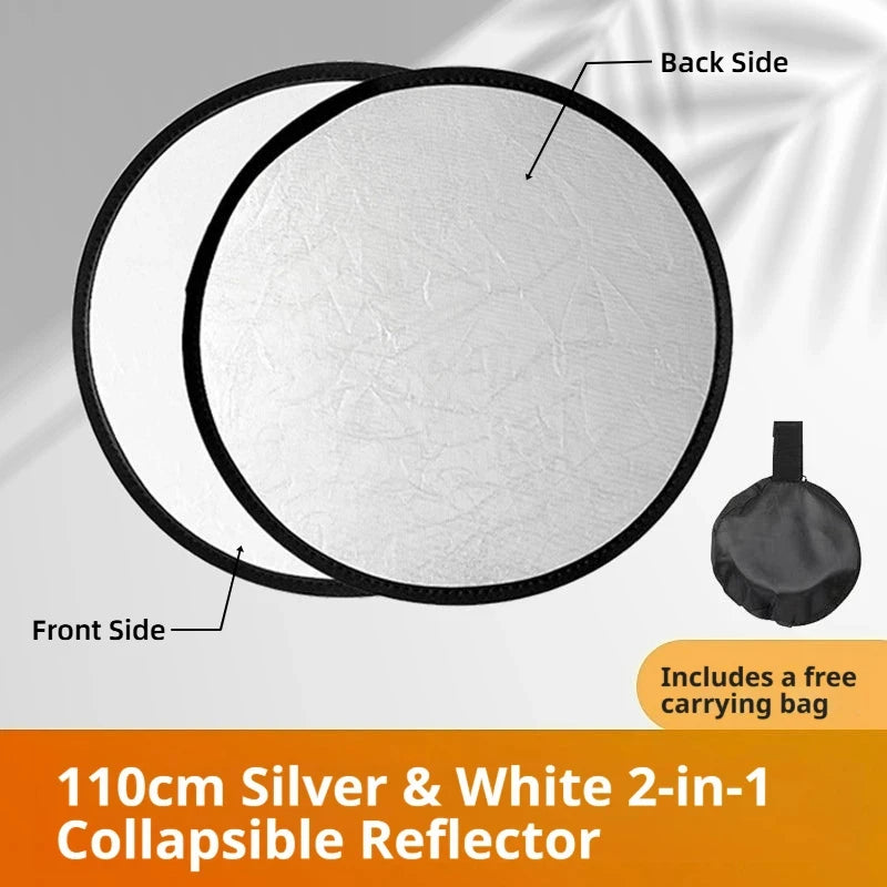 2-in-1 Dual Sided Gold Silver Reflector Portable Foldable Light Panel for Portrait Live Streaming Studio Outdoor Photography