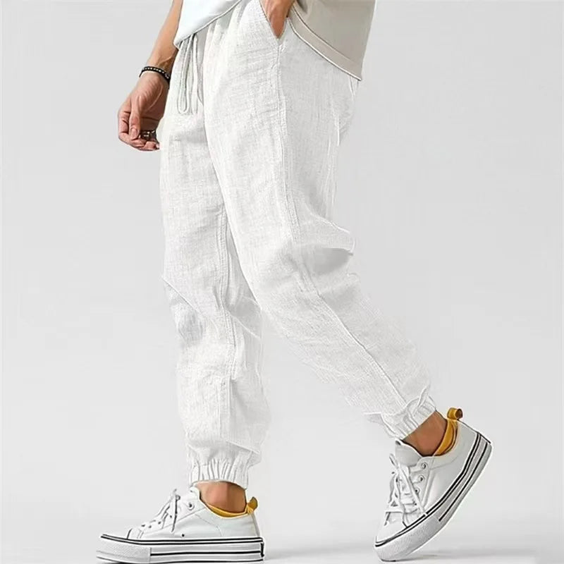Japanese-Style Retro Streetwear 2026 Summer Men Cotton Linen Sweatpants Trousers Men Casual Harem Pants Breathable Men Joggers